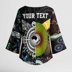 Australia New Zealand Personalised Kimono Sleeve Blouse Maori Aboriginal Art Style - Aussie Hoodie