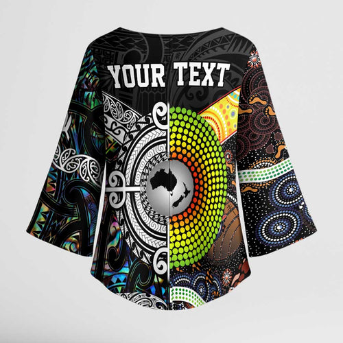 Australia New Zealand Personalised Kimono Sleeve Blouse Maori Aboriginal Art Style - Aussie Hoodie