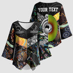 Australia New Zealand Personalised Kimono Sleeve Blouse Maori Aboriginal Art Style - Aussie Hoodie