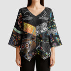 Australia New Zealand Personalised Kimono Sleeve Blouse Maori Aboriginal Art Style - Aussie Hoodie