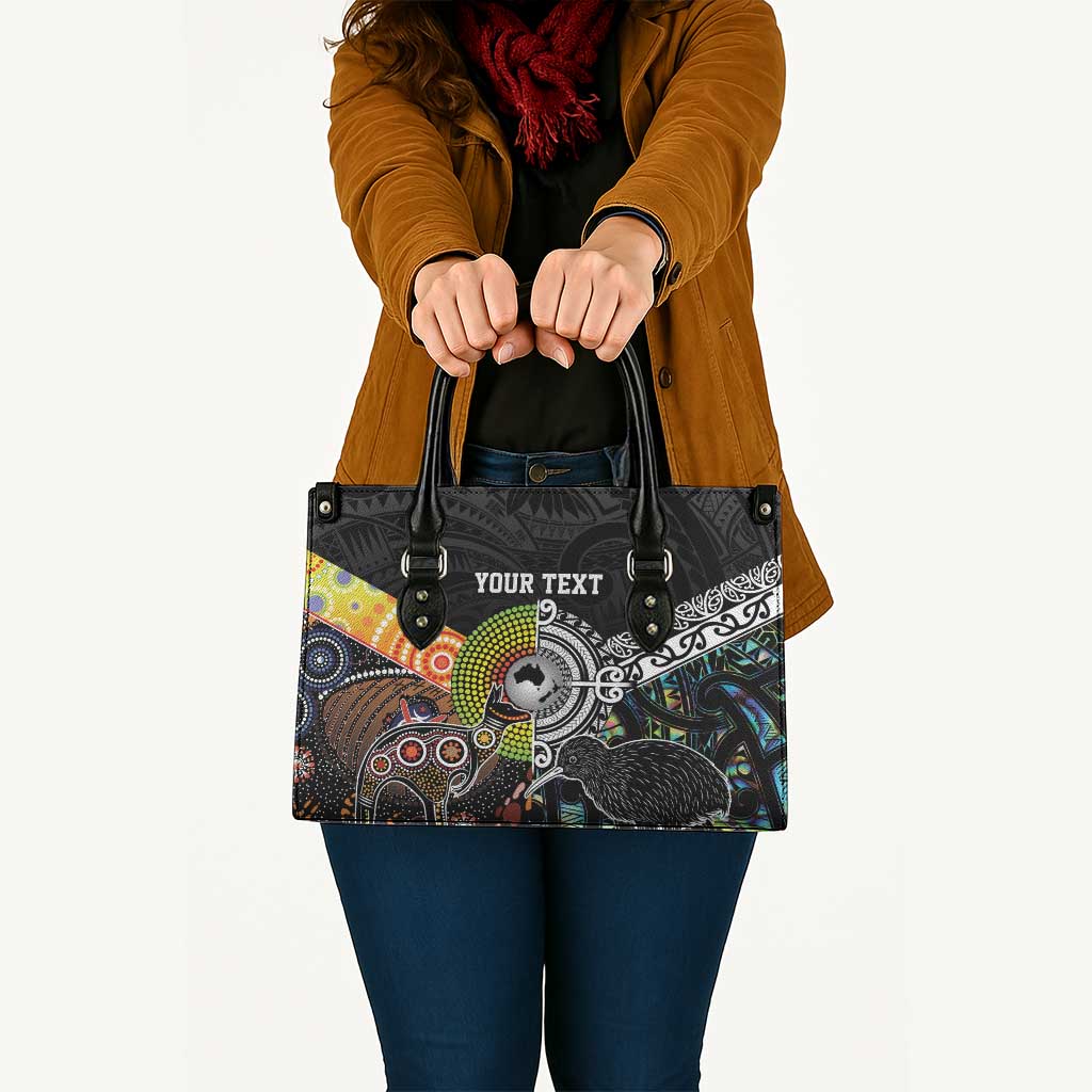 Australia New Zealand Personalised Leather Bag Maori Aboriginal Art Style - Aussie Hoodie