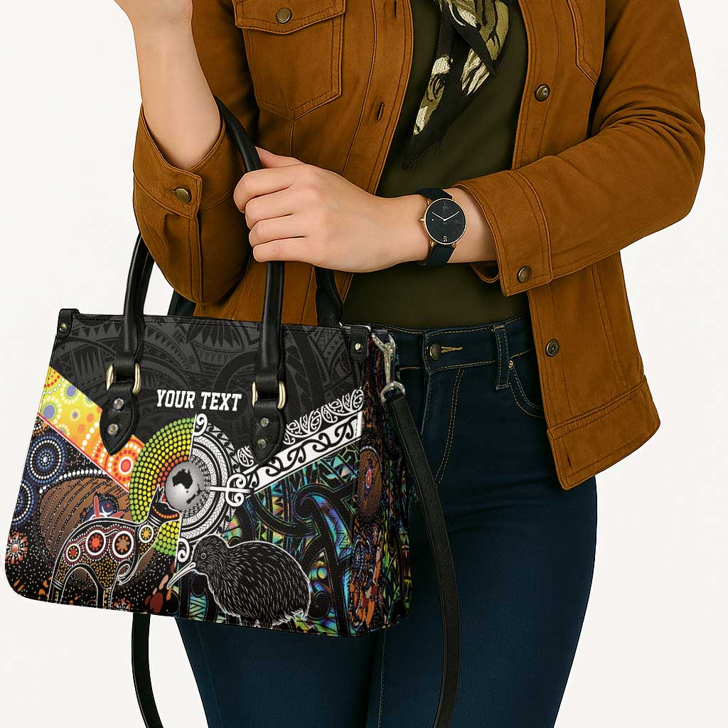 Australia New Zealand Personalised Leather Bag Maori Aboriginal Art Style - Aussie Hoodie