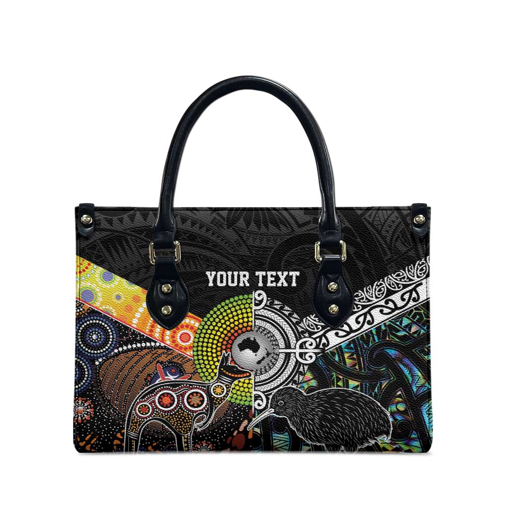 Australia New Zealand Personalised Leather Bag Maori Aboriginal Art Style - Aussie Hoodie