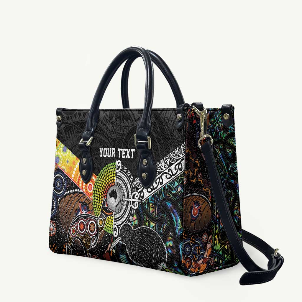 Australia New Zealand Personalised Leather Bag Maori Aboriginal Art Style - Aussie Hoodie