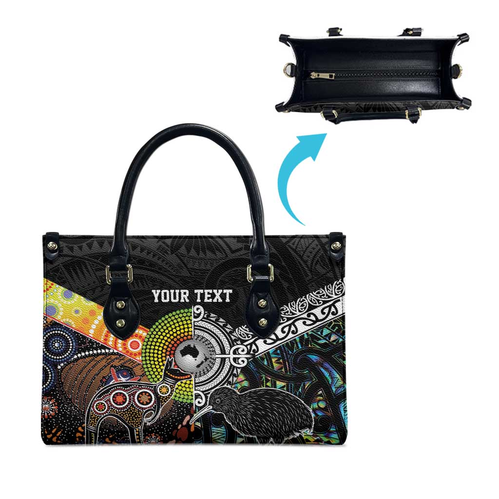 Australia New Zealand Personalised Leather Bag Maori Aboriginal Art Style - Aussie Hoodie