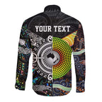New Zealand and Australia Long Sleeve Button Shirt Maori Mix Aboriginal Art Style