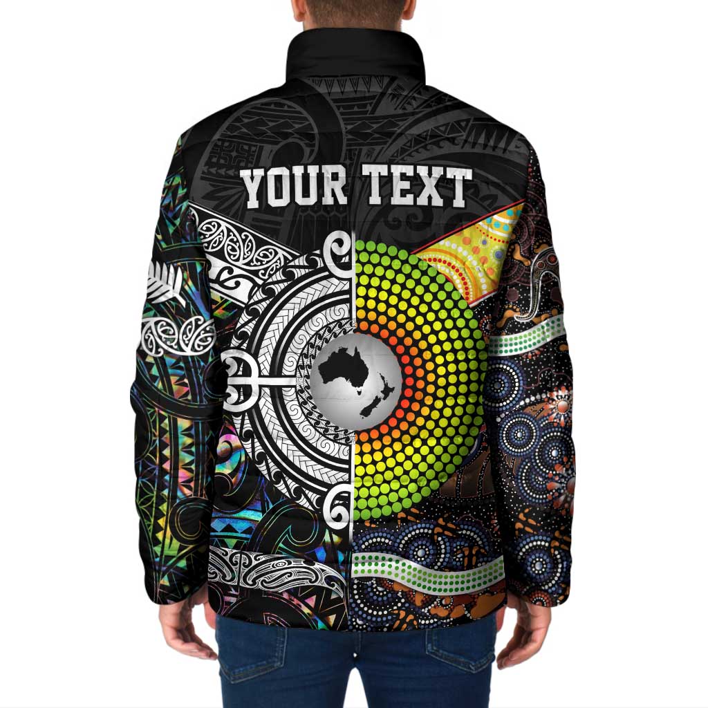 Australia New Zealand Personalised Padded Jacket Maori Aboriginal Art Style - Aussie Hoodie