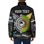 Australia New Zealand Personalised Padded Jacket Maori Aboriginal Art Style - Aussie Hoodie