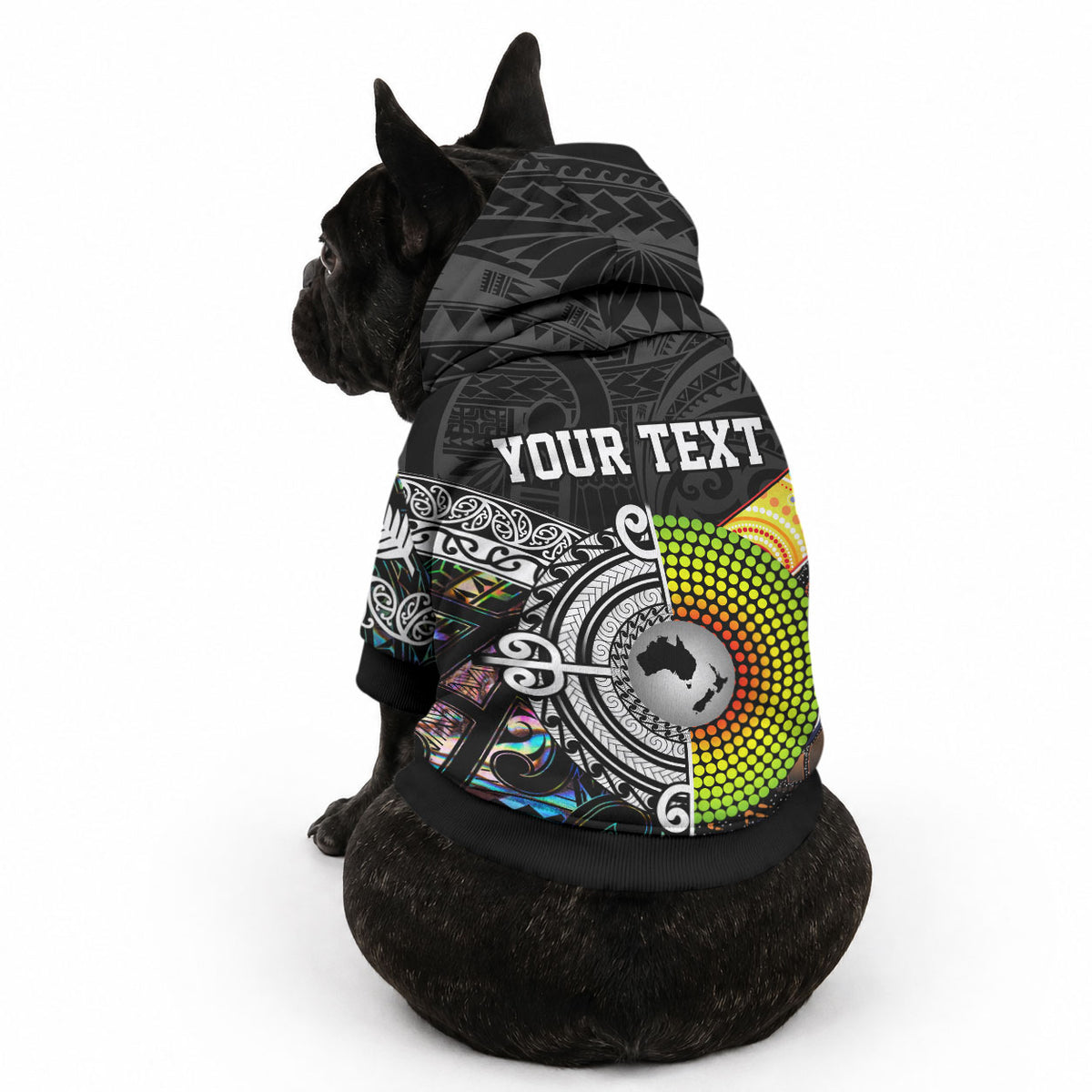 Personalised New Zealand and Australia Pet Hoodie Maori Mix Aboriginal Art Style