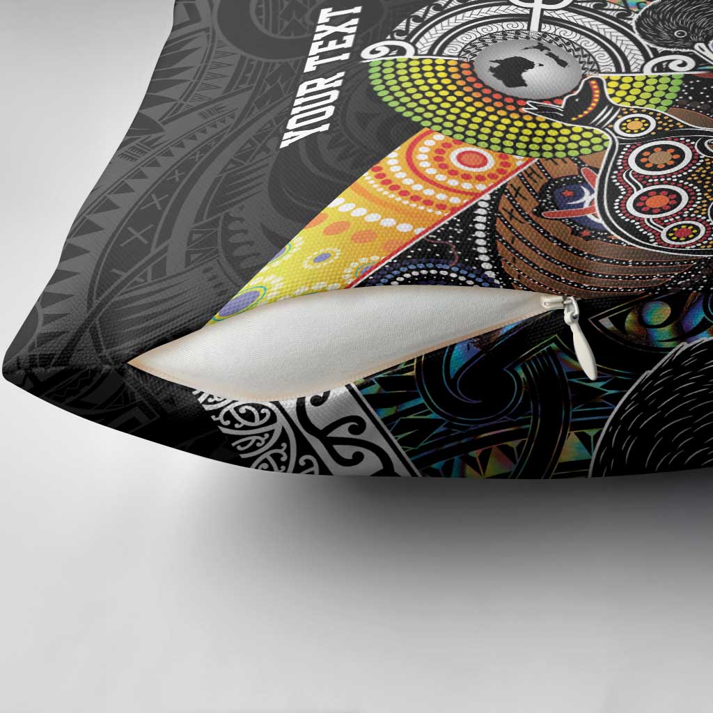 Australia New Zealand Personalised Pillow Cover Maori Aboriginal Art Style - Aussie Hoodie