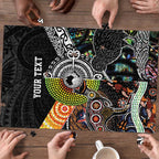 Australia New Zealand Personalised Puzzle Maori Aboriginal Art Style - Aussie Hoodie