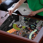Australia New Zealand Personalised Puzzle Maori Aboriginal Art Style - Aussie Hoodie