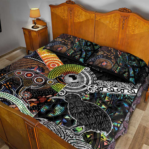 New Zealand and Australia Quilt Bed Set Maori Mix Aboriginal Art Style