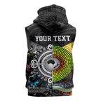 Australia New Zealand Personalised Sleeveless Hoodie Maori Aboriginal Art Style - Aussie Hoodie