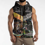 Australia New Zealand Personalised Sleeveless Hoodie Maori Aboriginal Art Style - Aussie Hoodie