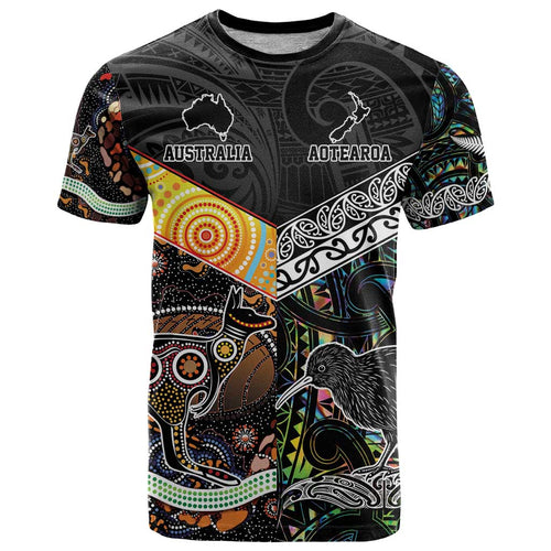 New Zealand and Australia T Shirt Maori Mix Aboriginal Art Style