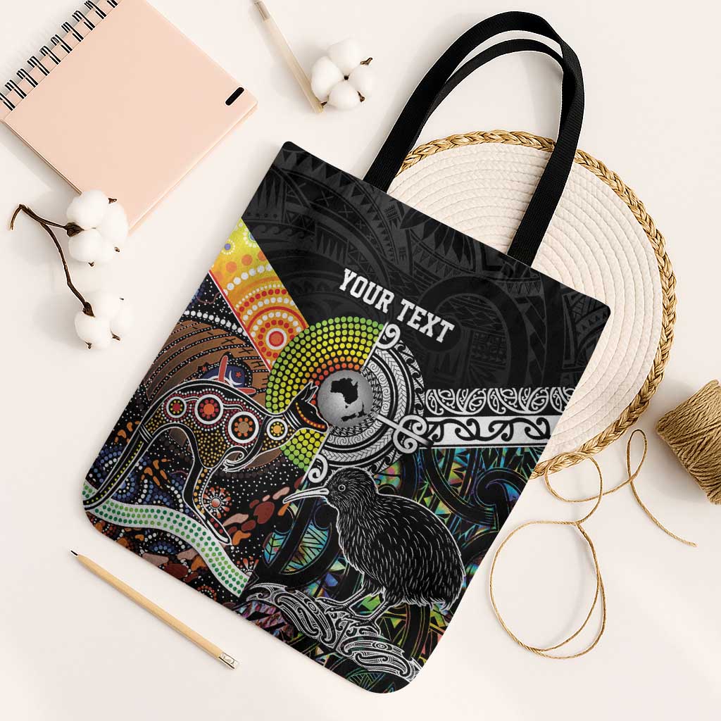 Australia New Zealand Personalised Tote Bag Maori Aboriginal Art Style - Aussie Hoodie