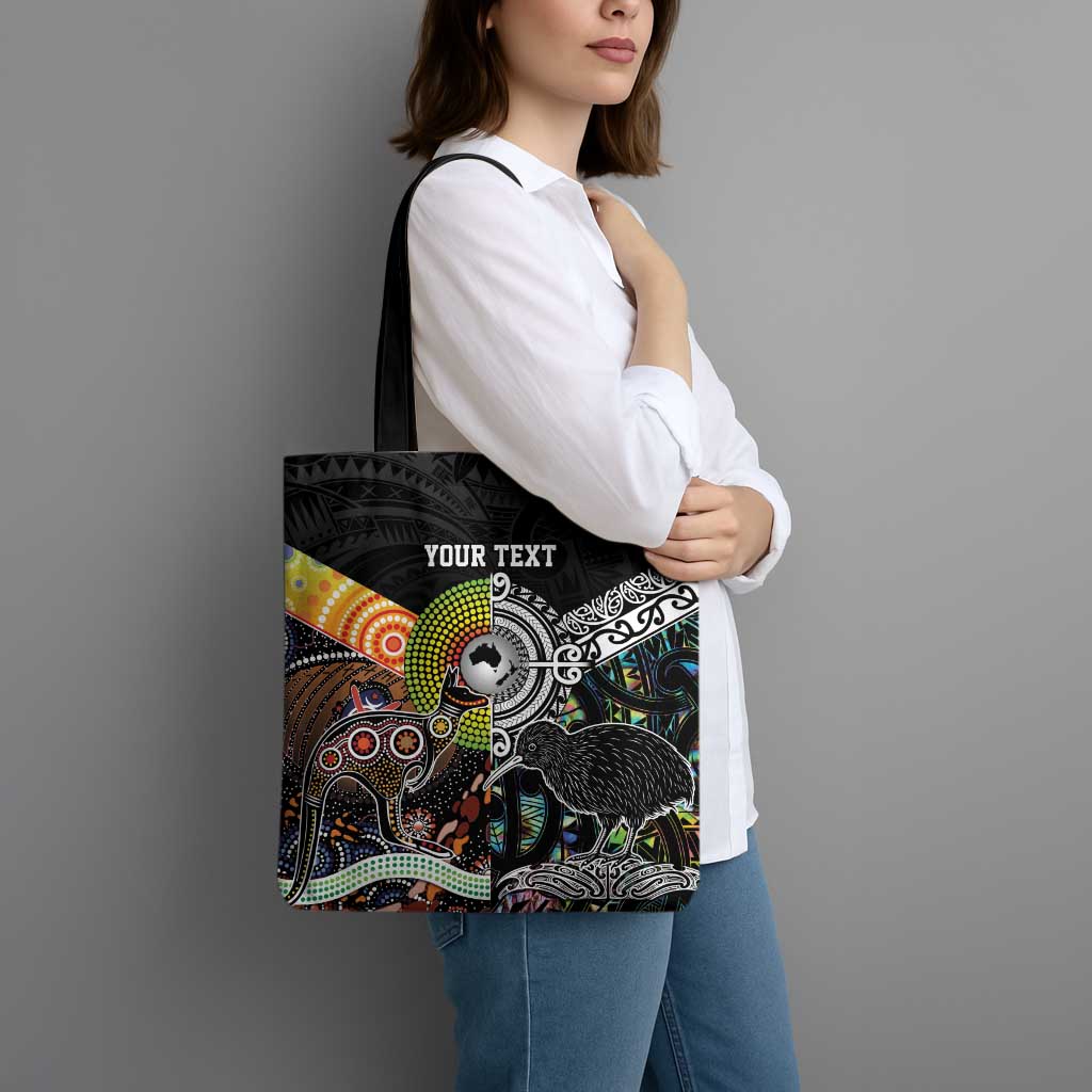 Australia New Zealand Personalised Tote Bag Maori Aboriginal Art Style - Aussie Hoodie