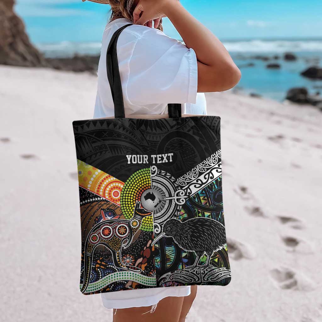 Australia New Zealand Personalised Tote Bag Maori Aboriginal Art Style - Aussie Hoodie