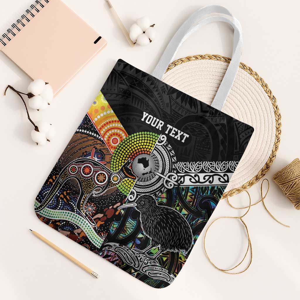Australia New Zealand Personalised Tote Bag Maori Aboriginal Art Style - Aussie Hoodie