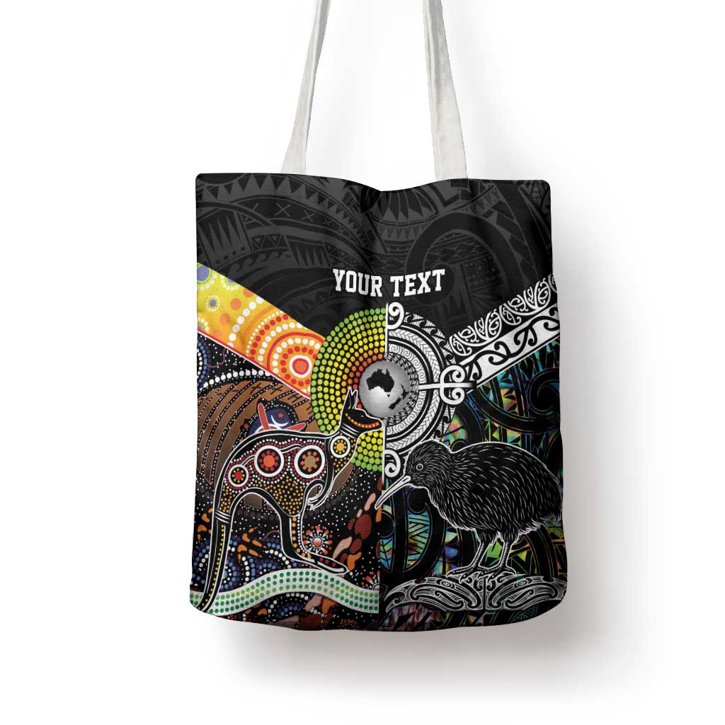 Australia New Zealand Personalised Tote Bag Maori Aboriginal Art Style - Aussie Hoodie