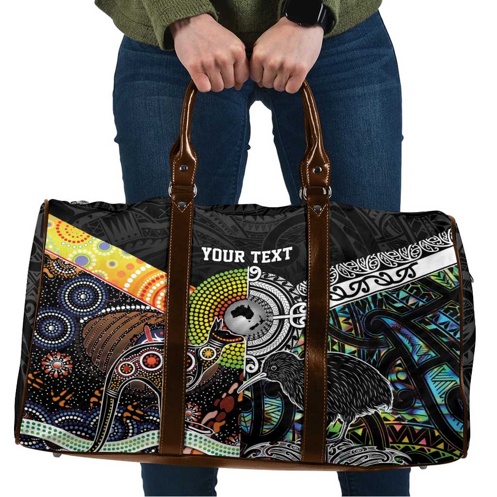 Australia New Zealand Personalised Travel Bag Maori Aboriginal Art Style - Aussie Hoodie