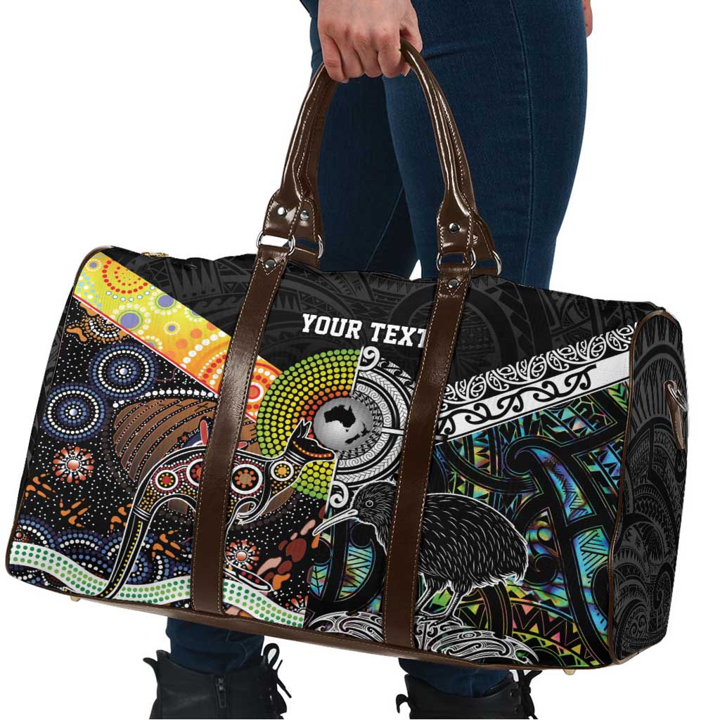 Australia New Zealand Personalised Travel Bag Maori Aboriginal Art Style - Aussie Hoodie