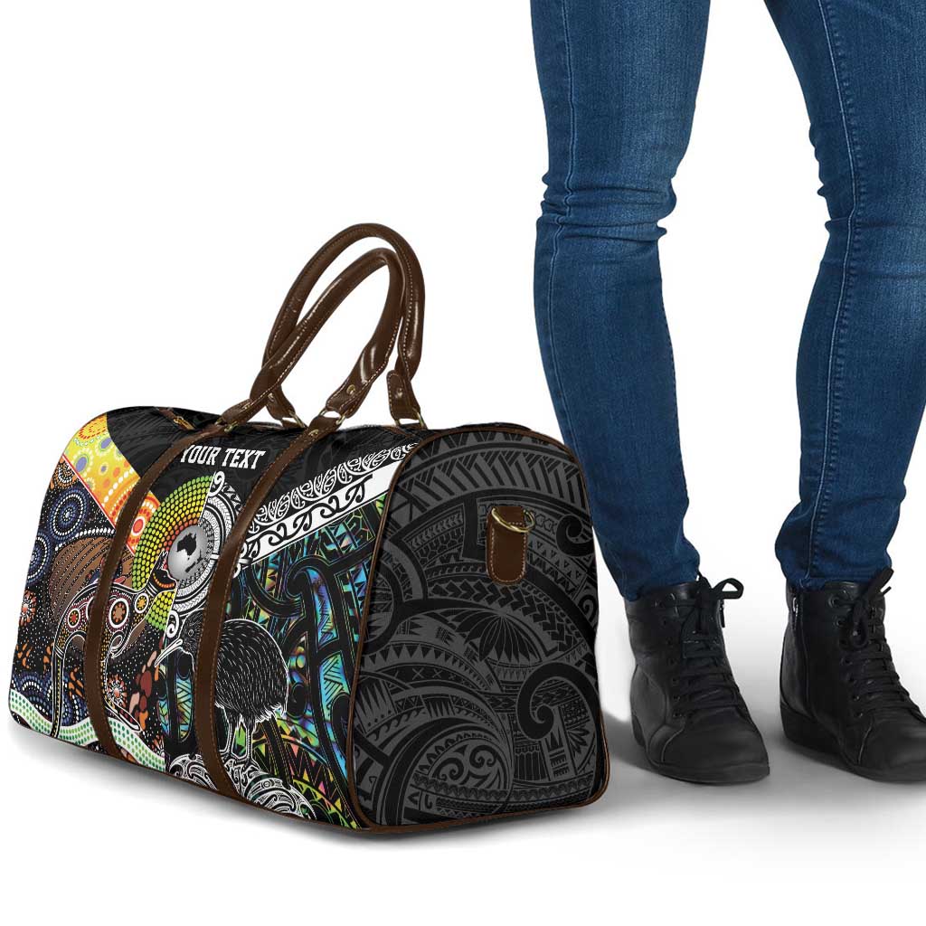 Australia New Zealand Personalised Travel Bag Maori Aboriginal Art Style - Aussie Hoodie