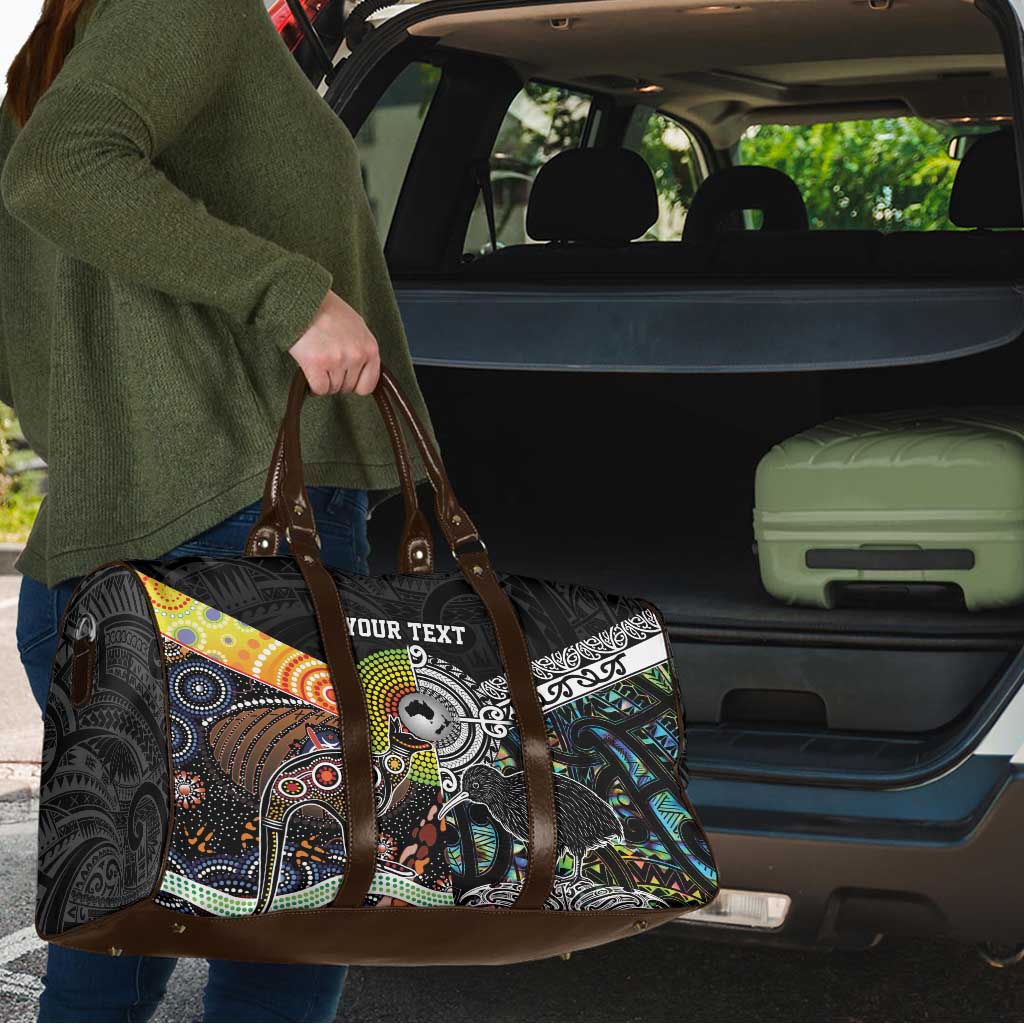 Australia New Zealand Personalised Travel Bag Maori Aboriginal Art Style - Aussie Hoodie