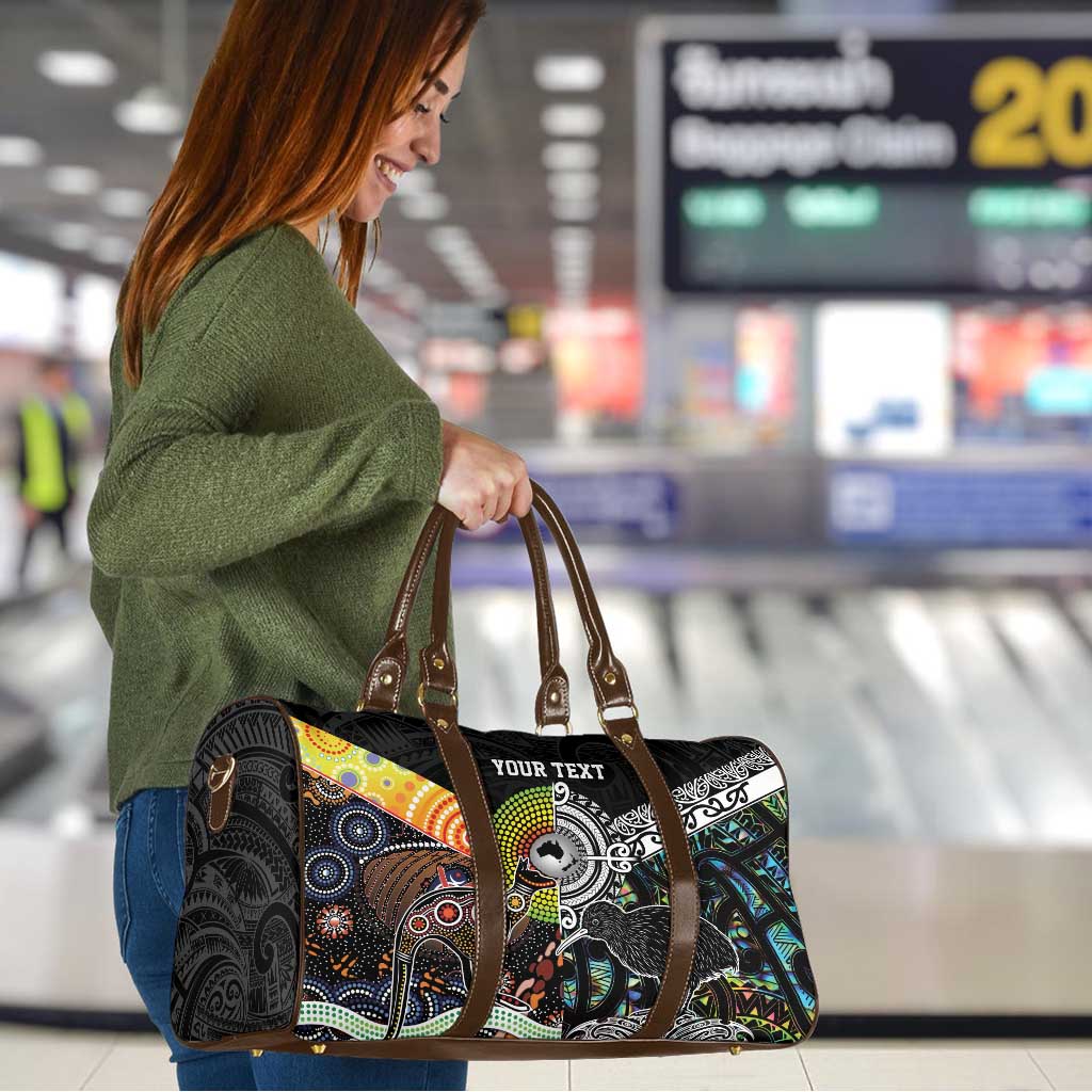 Australia New Zealand Personalised Travel Bag Maori Aboriginal Art Style - Aussie Hoodie