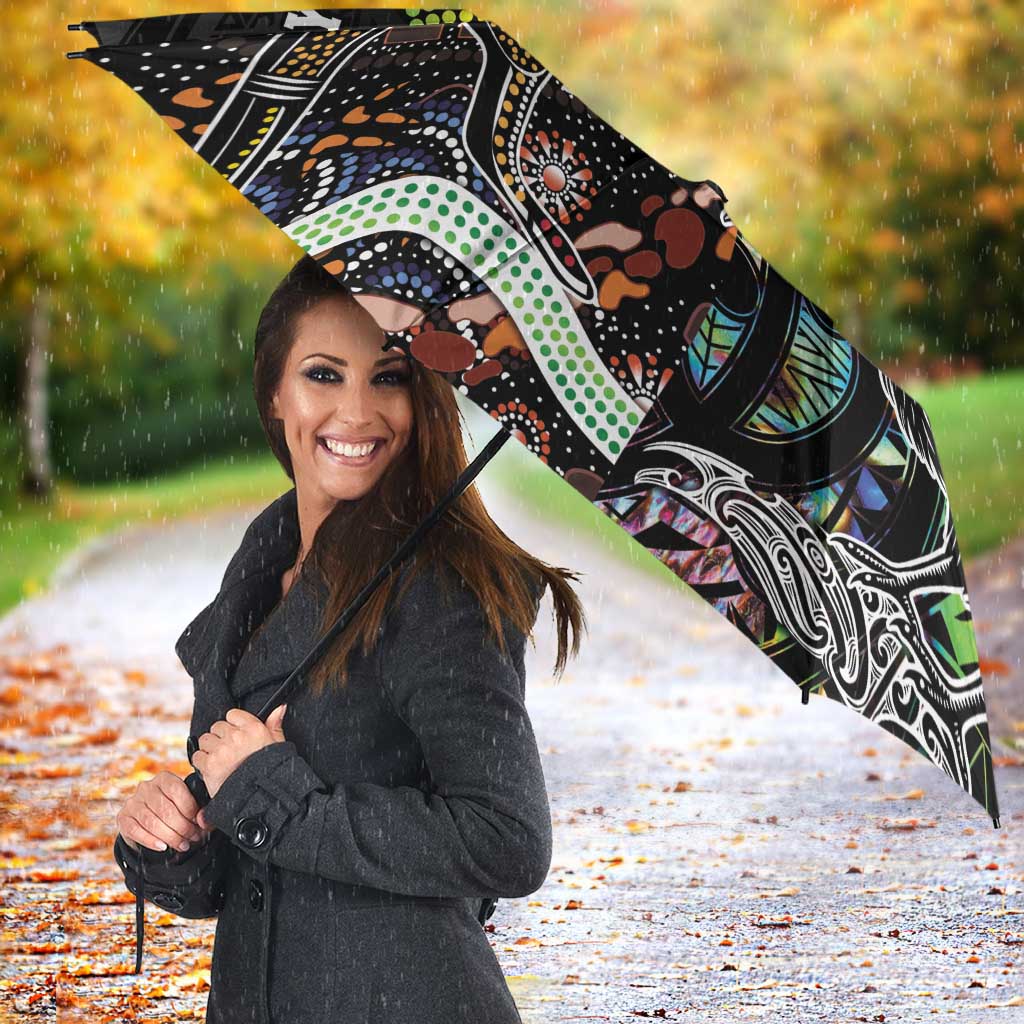 Australia New Zealand Personalised Umbrella Maori Aboriginal Art Style - Aussie Hoodie
