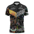 Australia New Zealand Personalised Zipper Polo Shirt Maori Aboriginal Art Style - Aussie Hoodie
