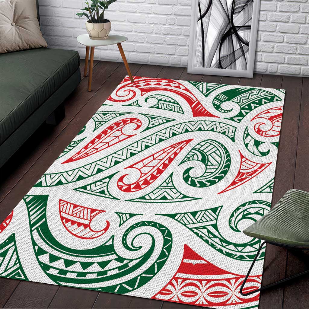 New Zealand Kowhaiwhai Christmas Area Rug Traditional Maori Koru Pattern - Aussie Hoodie