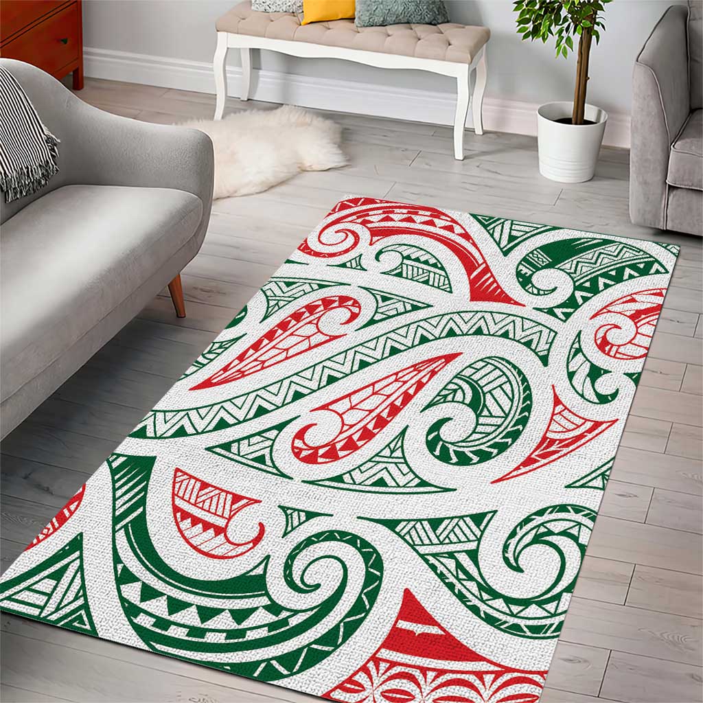 New Zealand Kowhaiwhai Christmas Area Rug Traditional Maori Koru Pattern - Aussie Hoodie