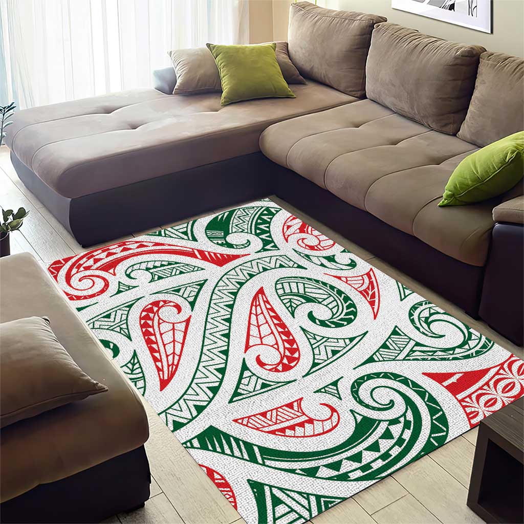 New Zealand Kowhaiwhai Christmas Area Rug Traditional Maori Koru Pattern - Aussie Hoodie
