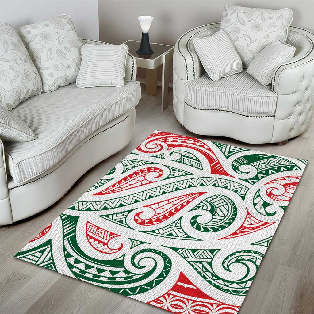 New Zealand Kowhaiwhai Christmas Area Rug Traditional Maori Koru Pattern - Aussie Hoodie