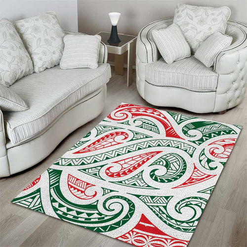 New Zealand Kowhaiwhai Christmas Area Rug Traditional Maori Koru Pattern - Aussie Hoodie