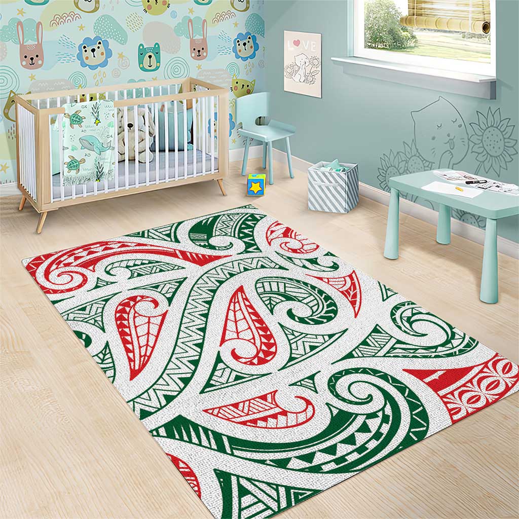 New Zealand Kowhaiwhai Christmas Area Rug Traditional Maori Koru Pattern - Aussie Hoodie