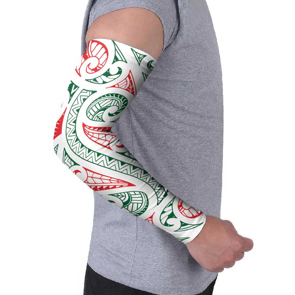 New Zealand Kowhaiwhai Christmas Arm Sleeves Traditional Maori Koru Pattern - Aussie Hoodie