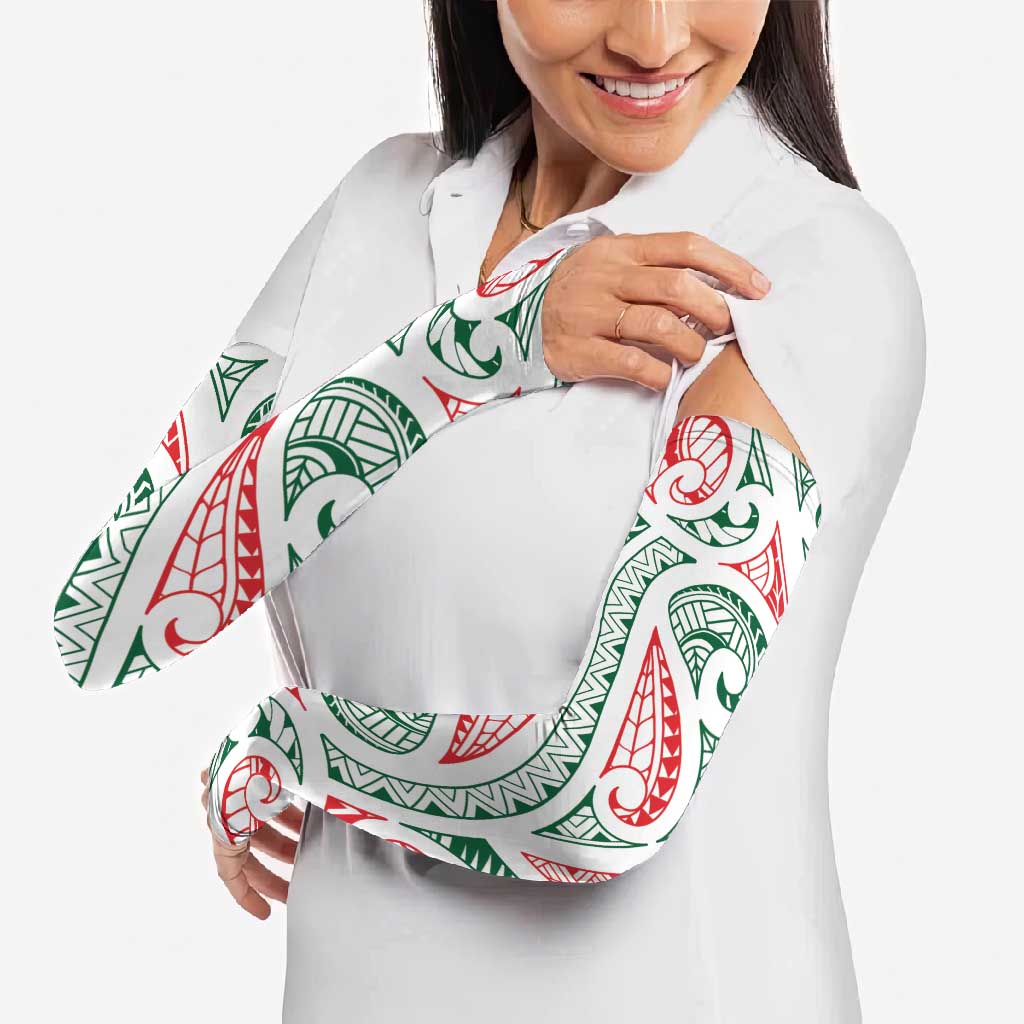 New Zealand Kowhaiwhai Christmas Arm Sleeves Traditional Maori Koru Pattern - Aussie Hoodie
