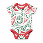 New Zealand Kowhaiwhai Christmas Baby Onesie Traditional Maori Koru Pattern