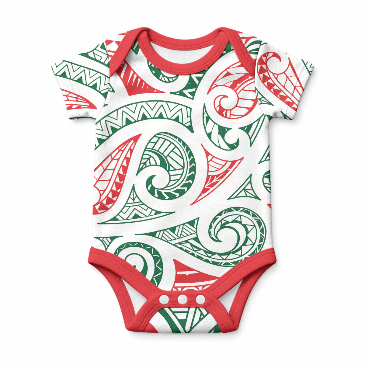 New Zealand Kowhaiwhai Christmas Baby Onesie Traditional Maori Koru Pattern
