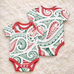 New Zealand Kowhaiwhai Christmas Baby Onesie Traditional Maori Koru Pattern