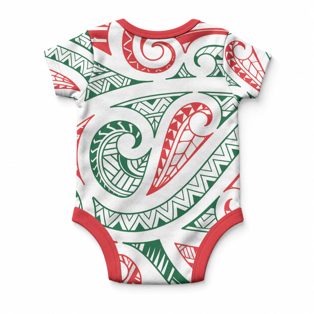 New Zealand Kowhaiwhai Christmas Baby Onesie Traditional Maori Koru Pattern