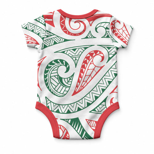 New Zealand Kowhaiwhai Christmas Baby Onesie Traditional Maori Koru Pattern