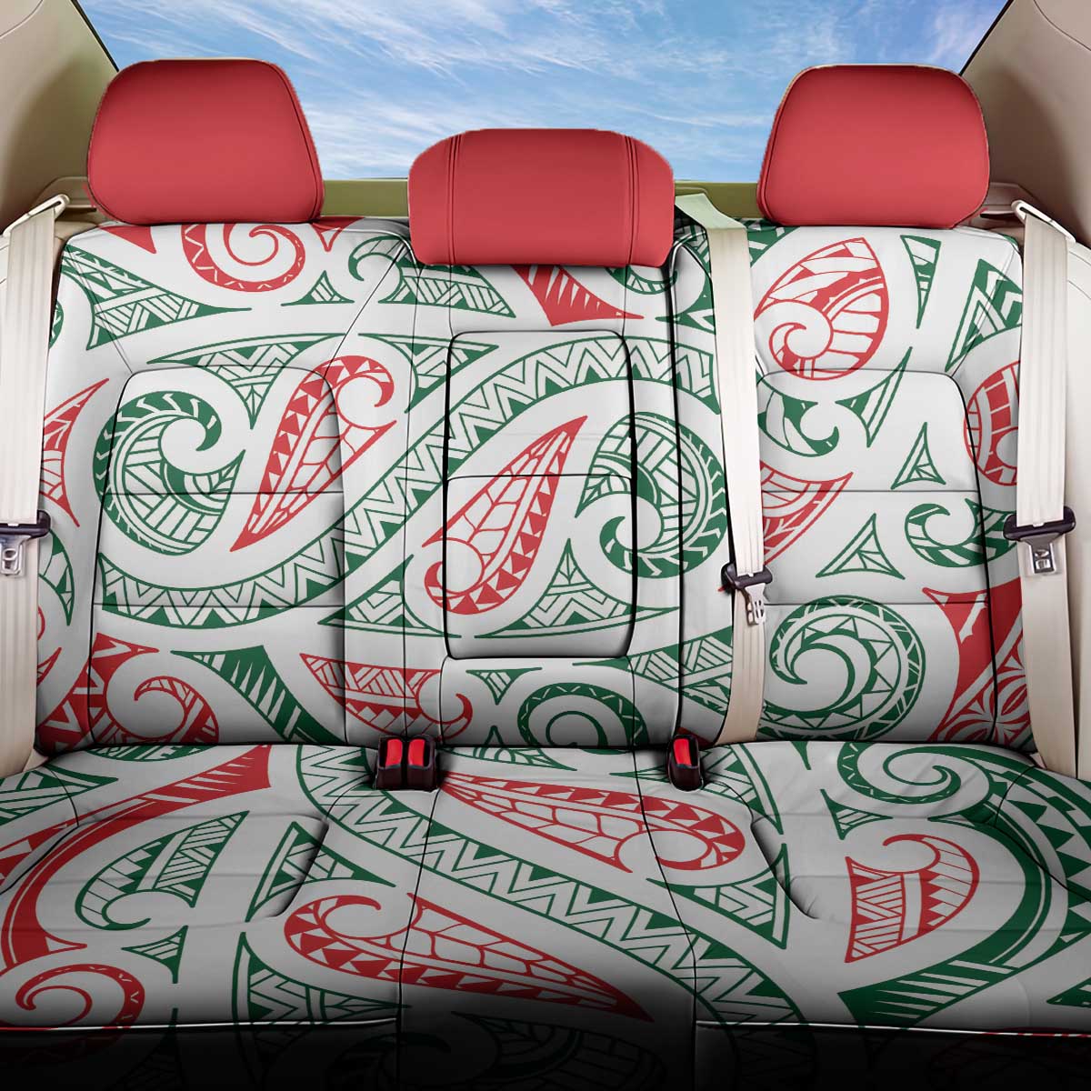 New Zealand Kowhaiwhai Christmas Back Car Seat Cover Traditional Maori Koru Pattern - Aussie Hoodie