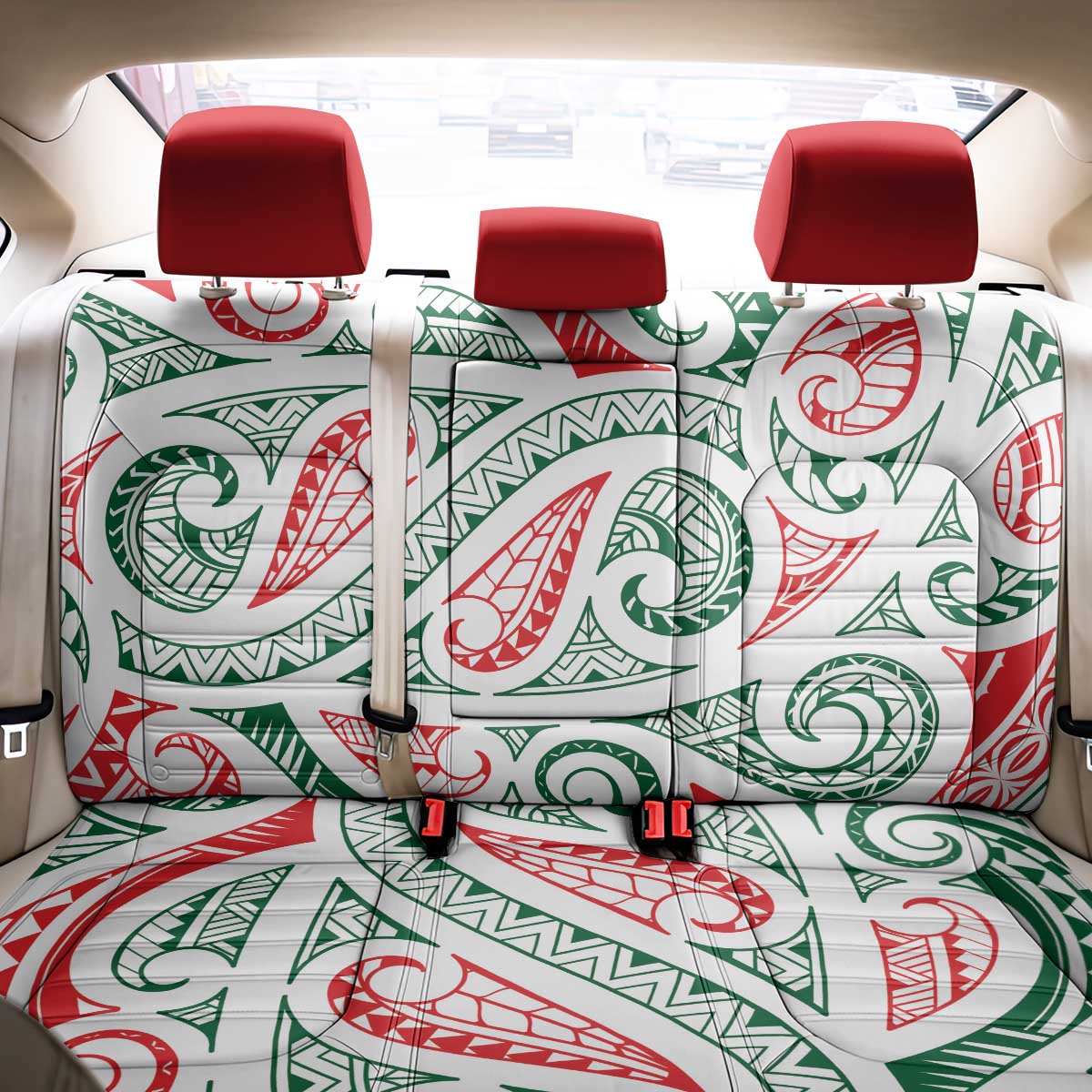 New Zealand Kowhaiwhai Christmas Back Car Seat Cover Traditional Maori Koru Pattern - Aussie Hoodie