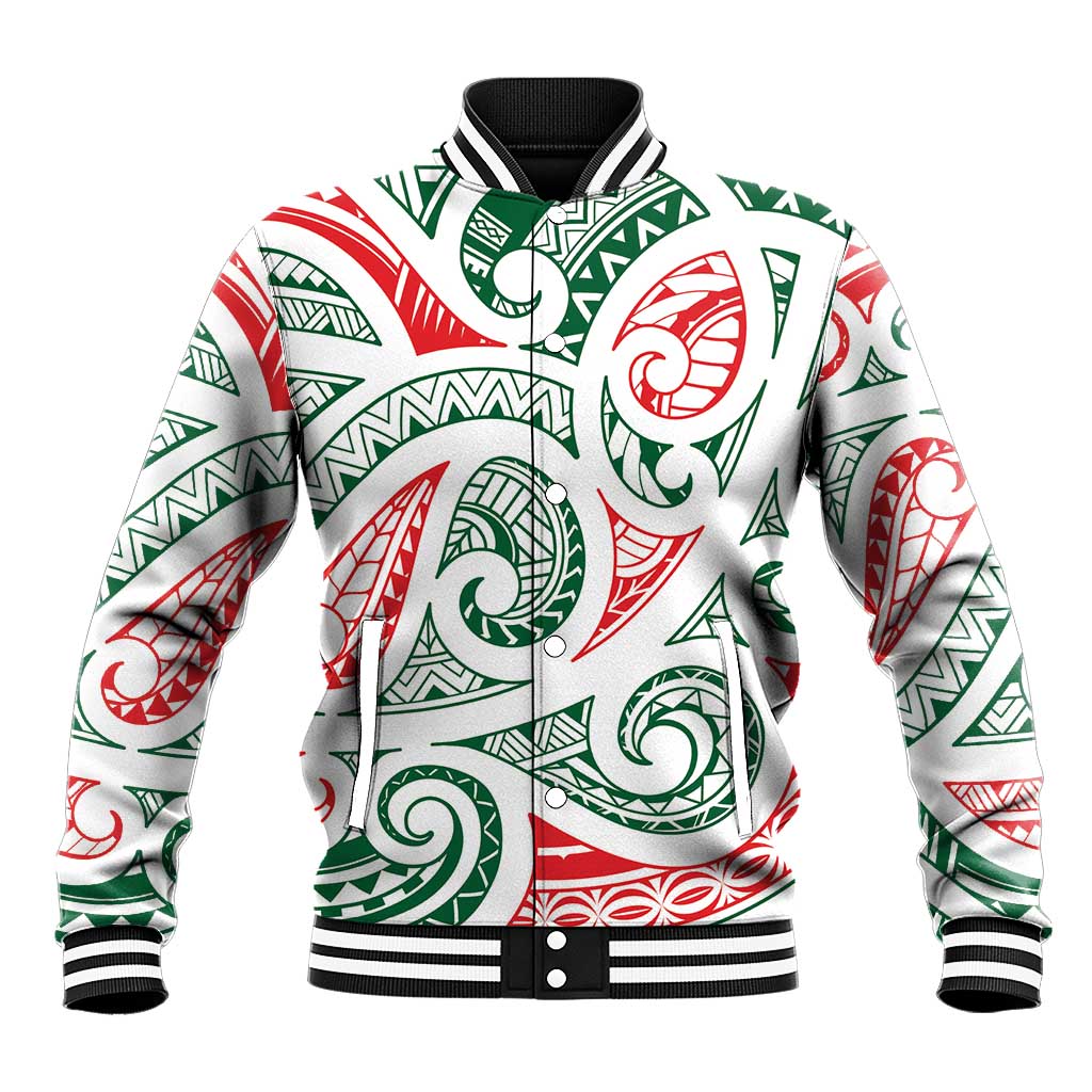 New Zealand Kowhaiwhai Christmas Baseball Jacket Traditional Maori Koru Pattern - Aussie Hoodie