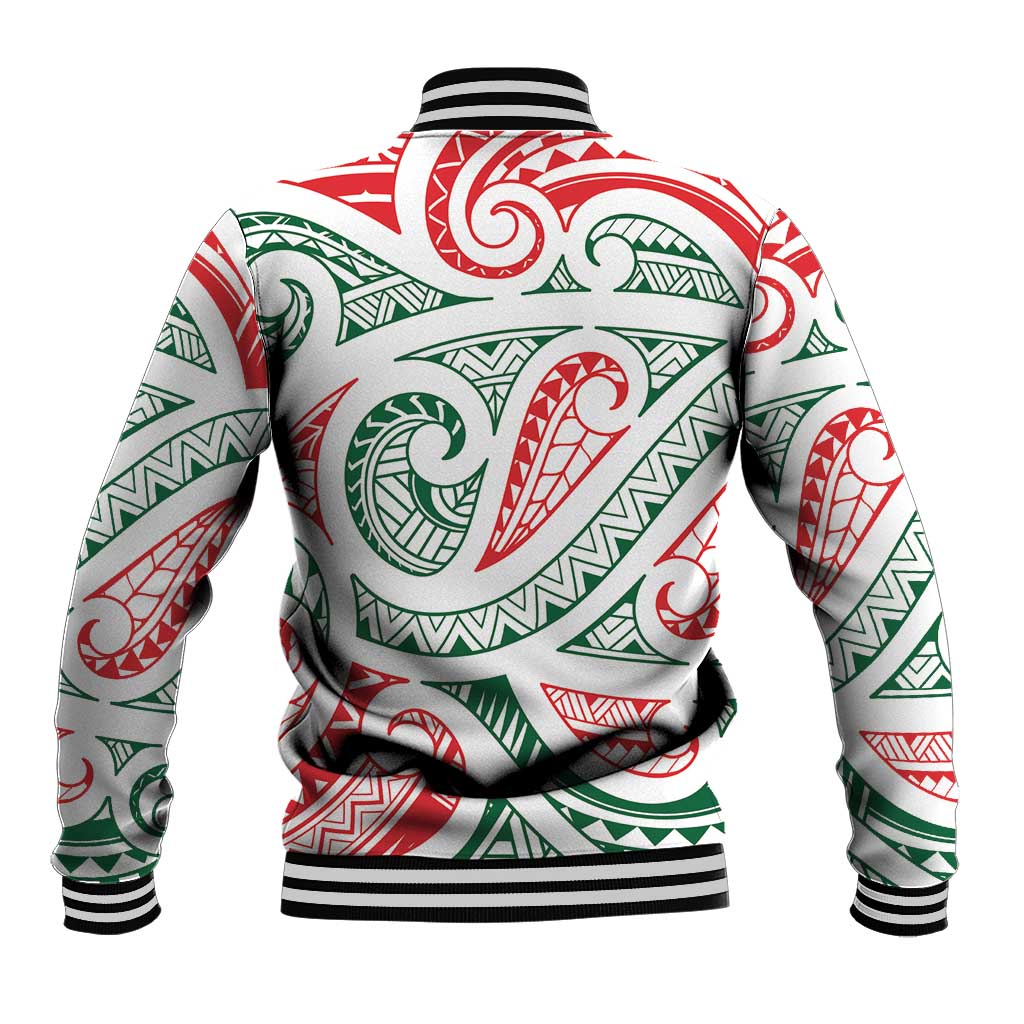 New Zealand Kowhaiwhai Christmas Baseball Jacket Traditional Maori Koru Pattern - Aussie Hoodie