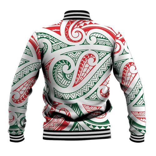 New Zealand Kowhaiwhai Christmas Baseball Jacket Traditional Maori Koru Pattern - Aussie Hoodie